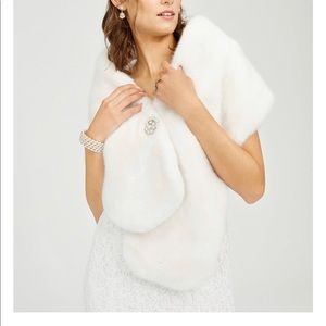 Adrianna Papell Faux Fur wrap with brooch. Brooch is detachable